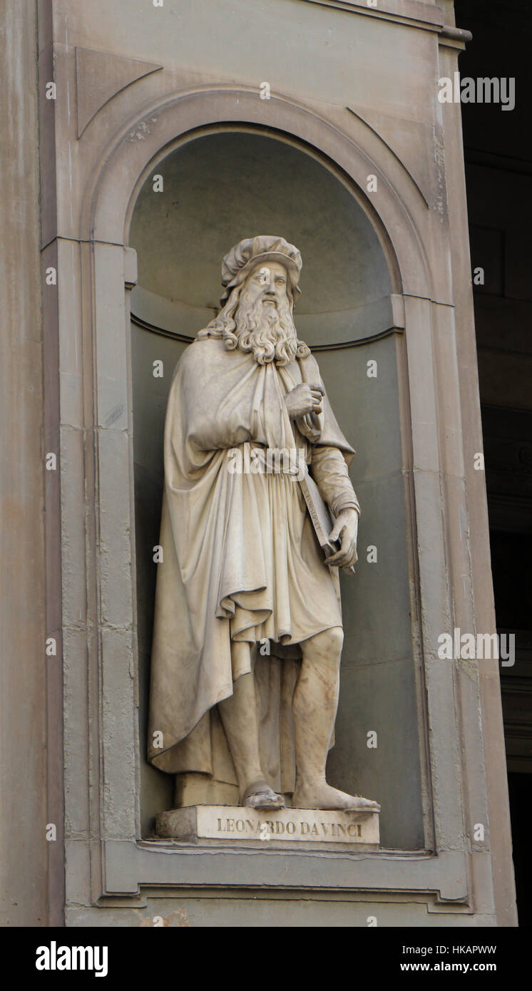 Statua di Leonardo da Vinci Statuary Stock Photo