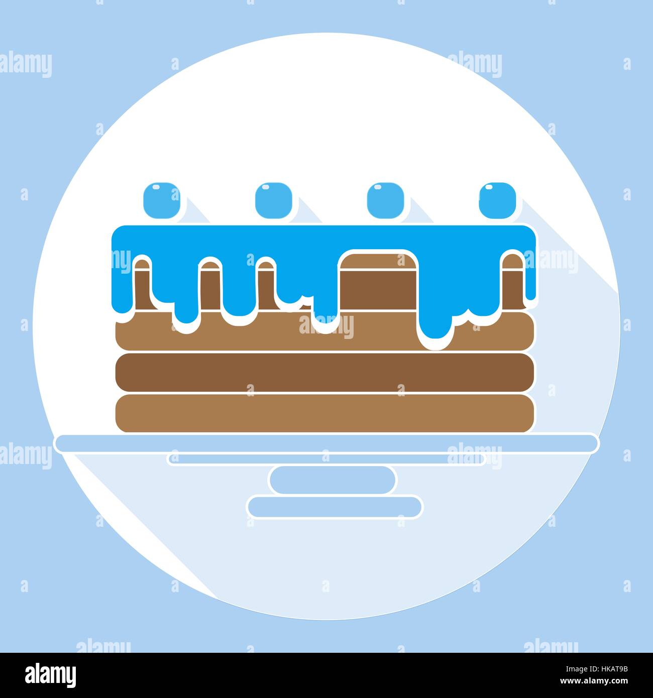 birthday cake icon with long shadow vector illustration. Flat design ...