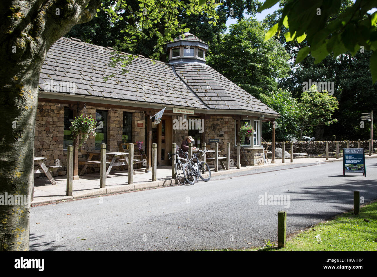 Entrance & cafe at The Strid car park, Bolton Abbey Stock Photo Alamy