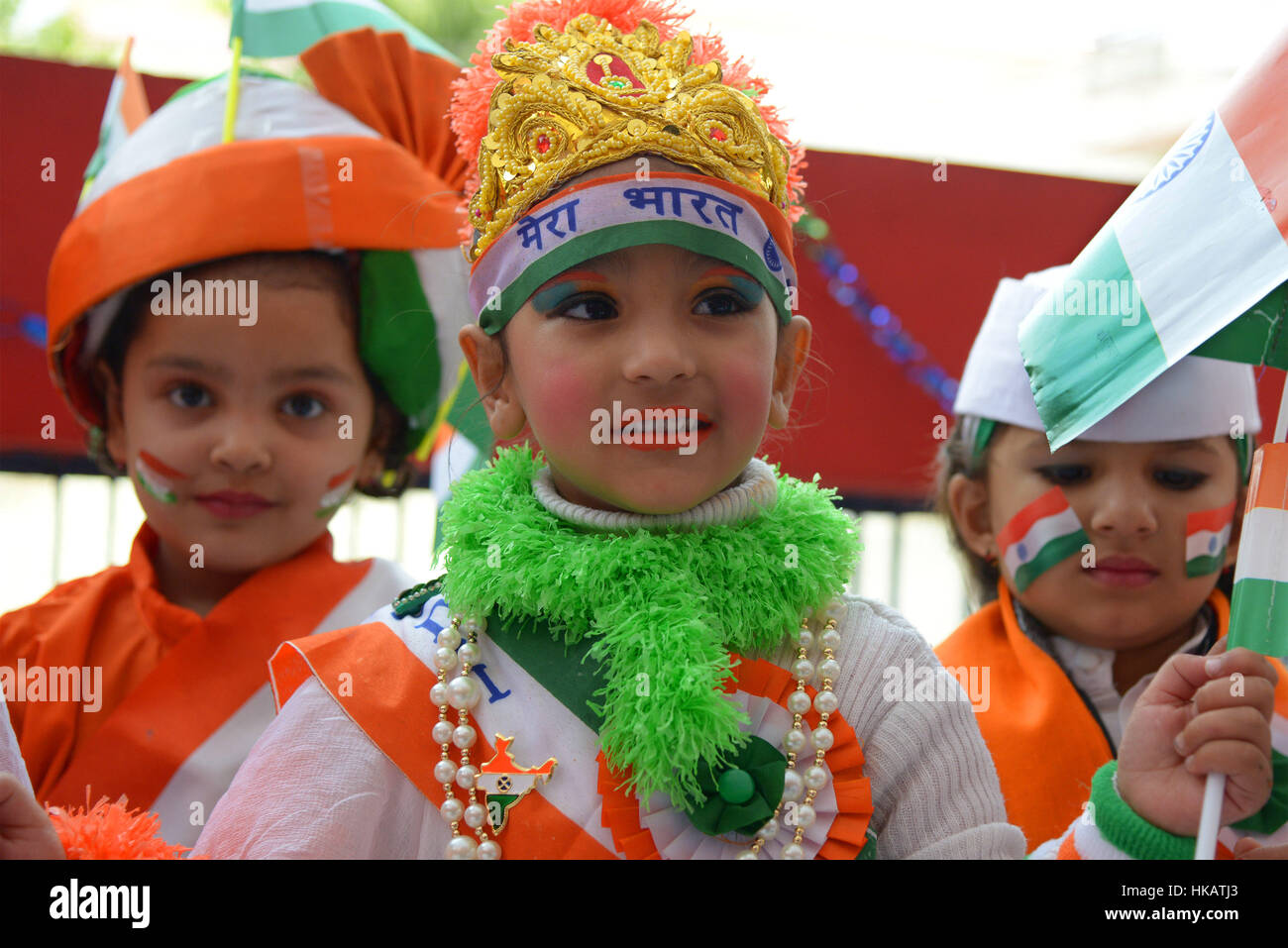 India. 25th Jan, 2017. The first step school children during republic ...