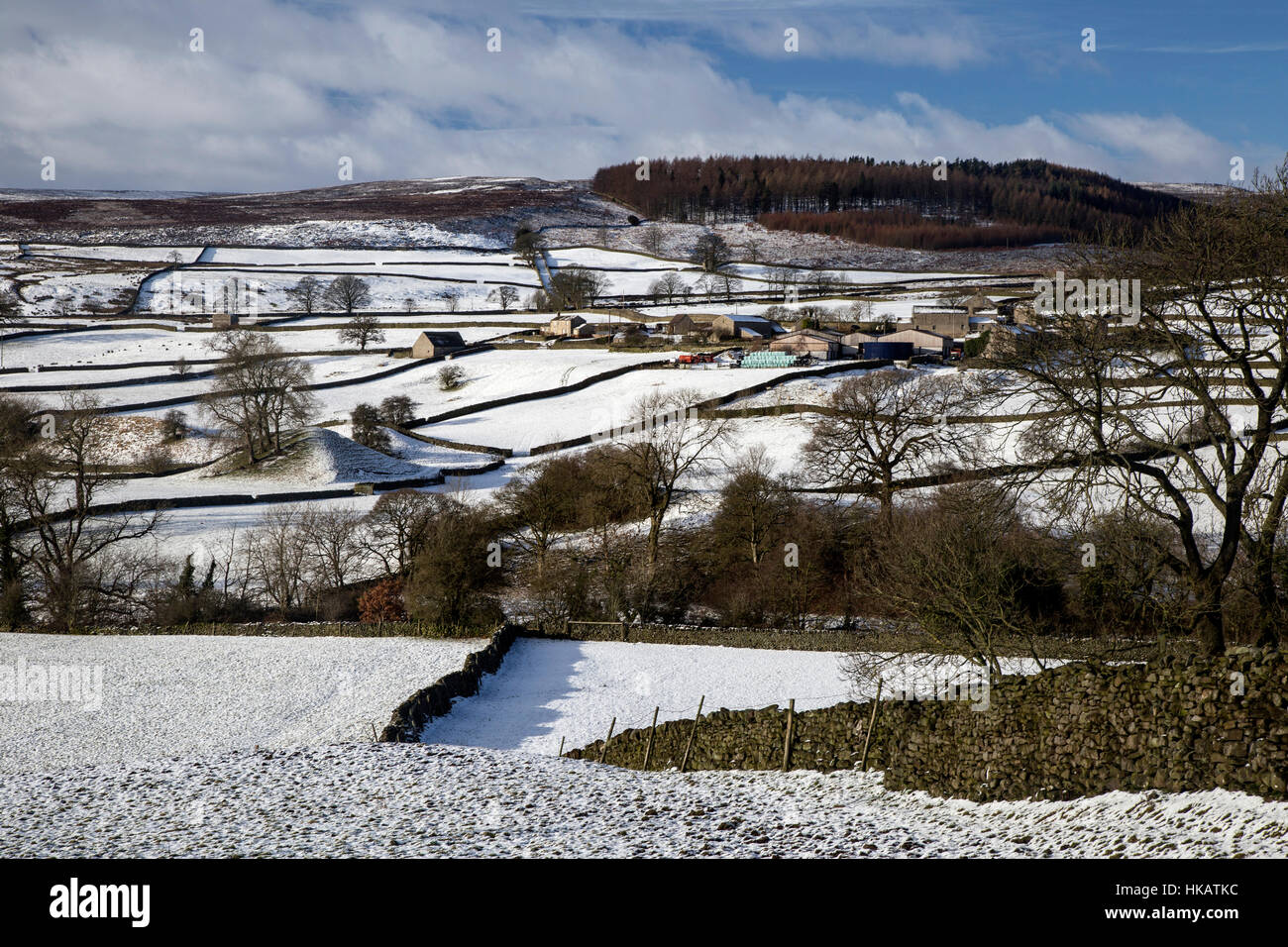 Winter Snow scene in the Yorkshire Dales National Park. Stock Photo