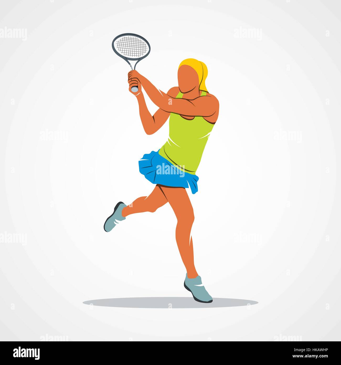 Tennis girl sign player with a racket Branding Identity Corporate vector logo design template Isolated on a white background. Vector illustration. Stock Vector