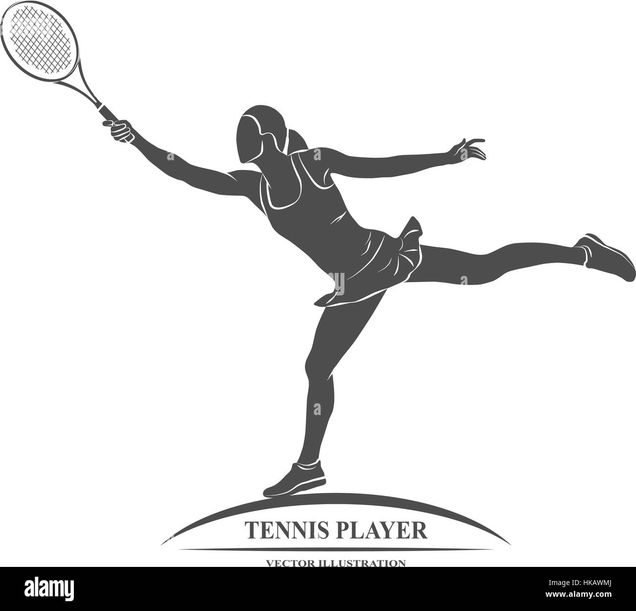 Icon tennis player with a racket. Vector illustration. Stock Vector