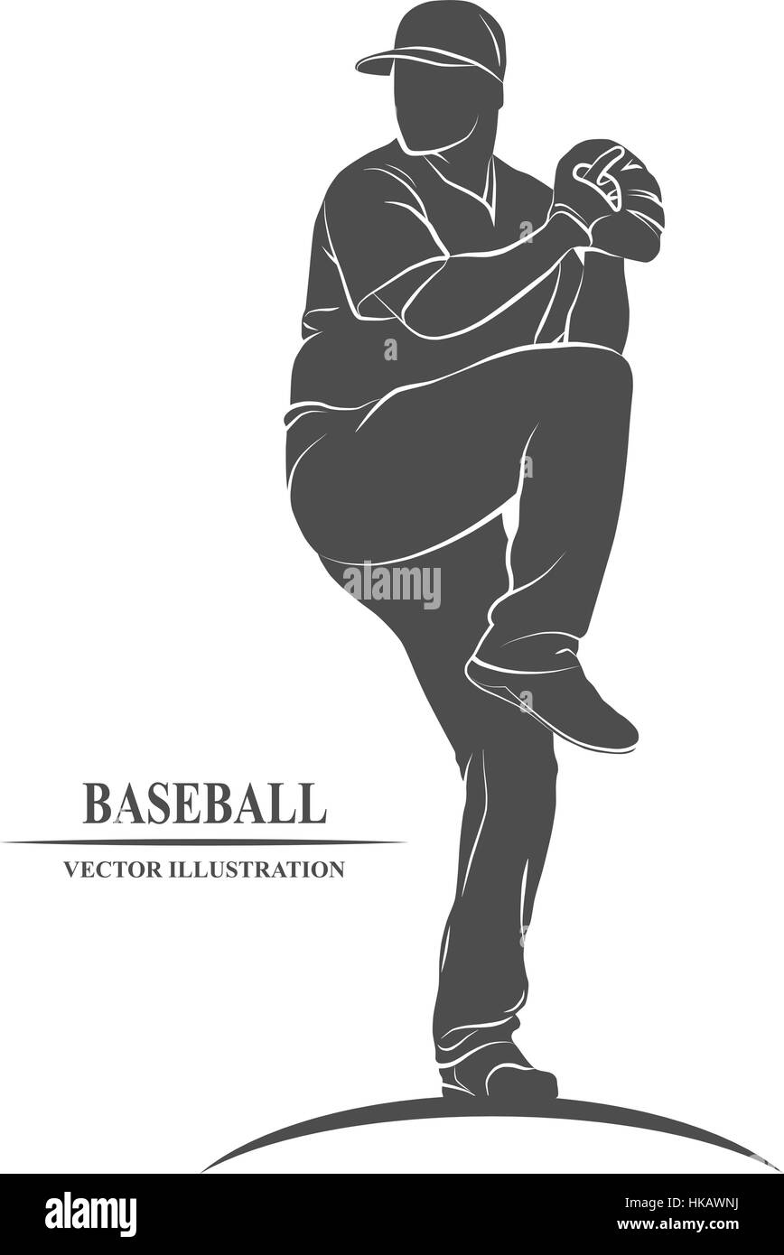 Icon baseball player in the cast. Vector illustration. Stock Vector