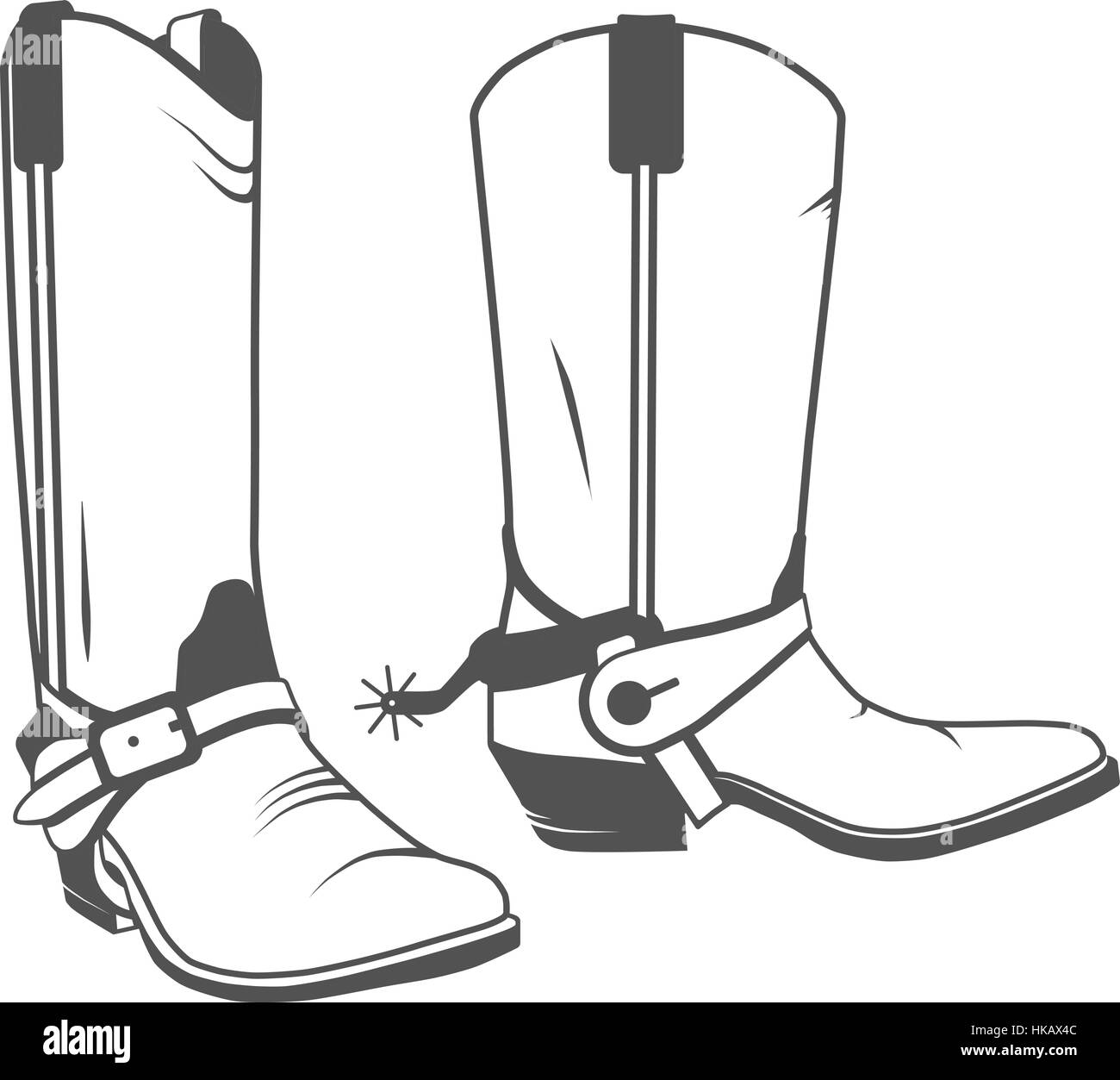 Two Vintage Western Cowboy Boots. Vector illustration. Stock Vector