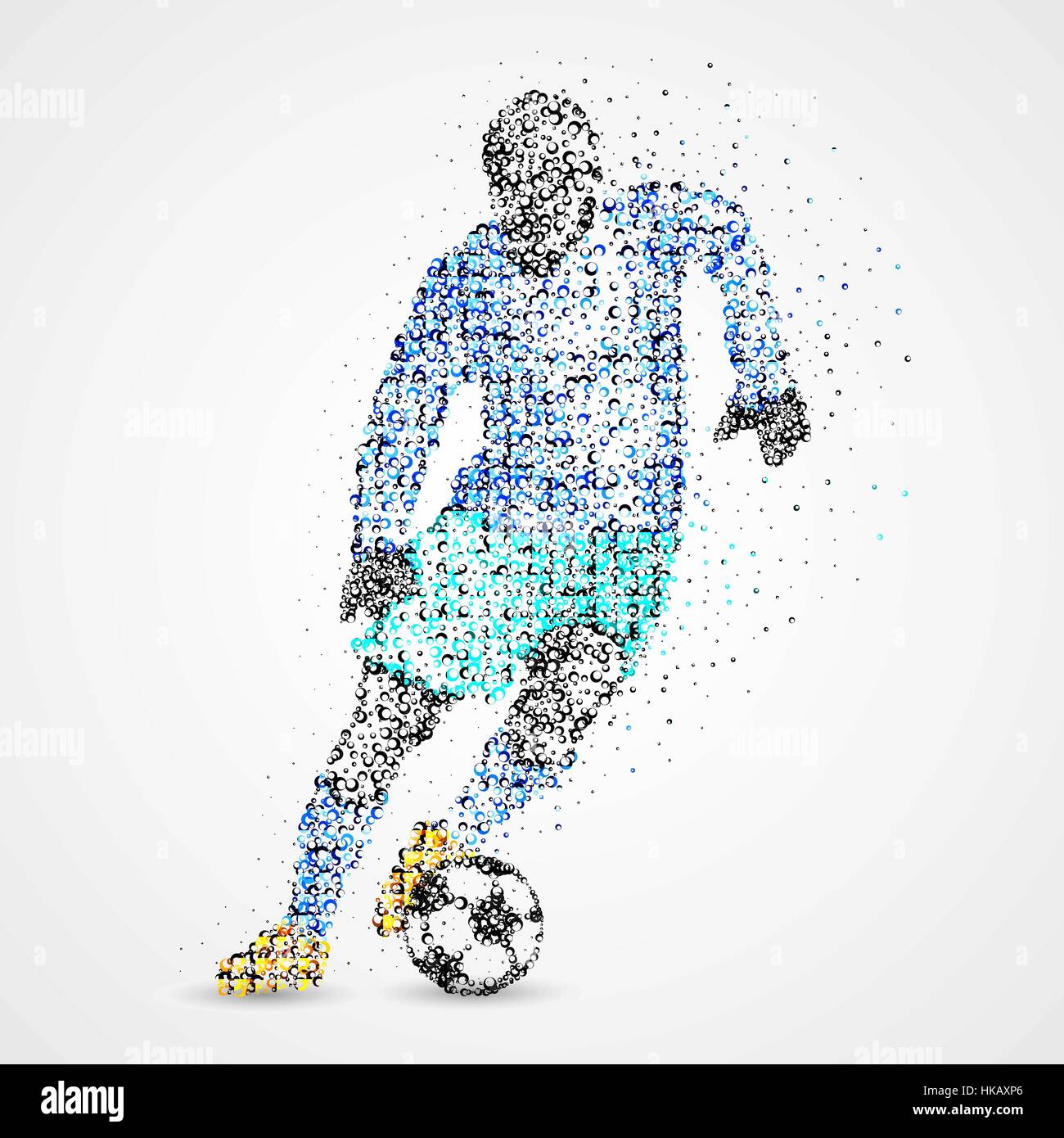 Football player with the ball circles. Vector illustration. Stock Vector