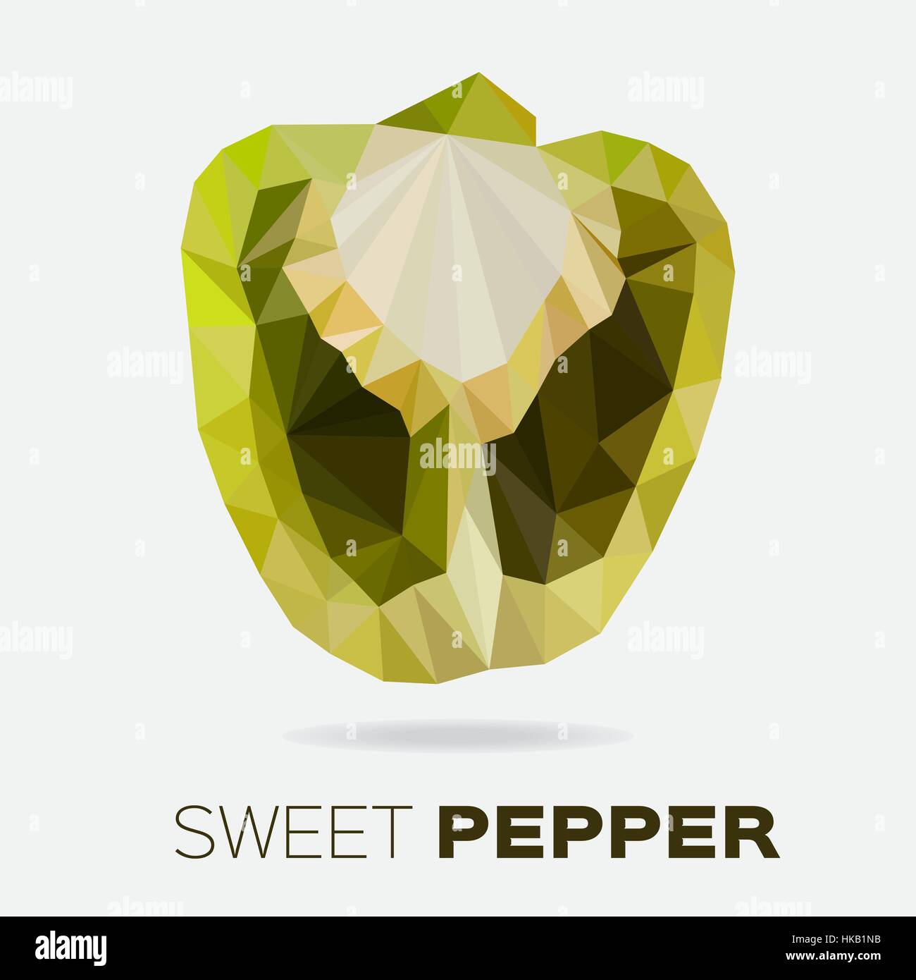 Polygonal Sweet pepper.  Low poly red bell pepper. Stock Vector