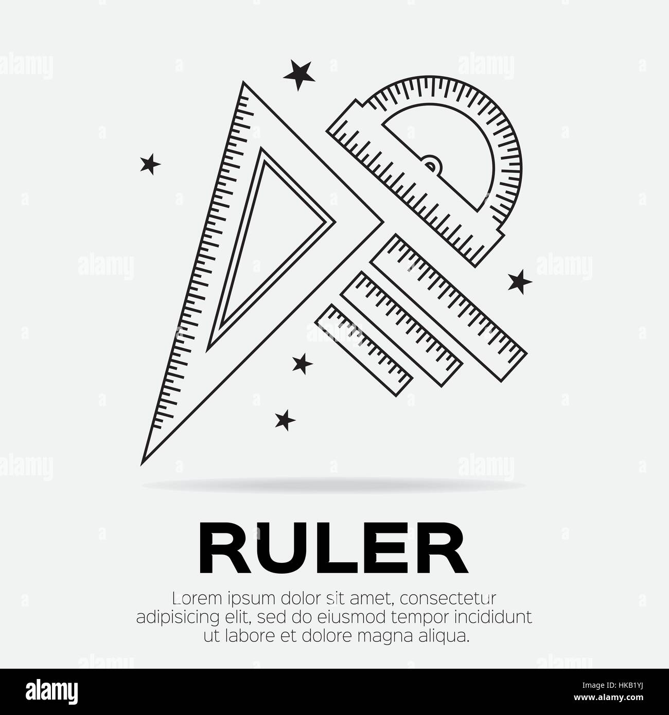Ruler icon. Ruler symbol. Protractor. Office Supply Objects. Flat ...