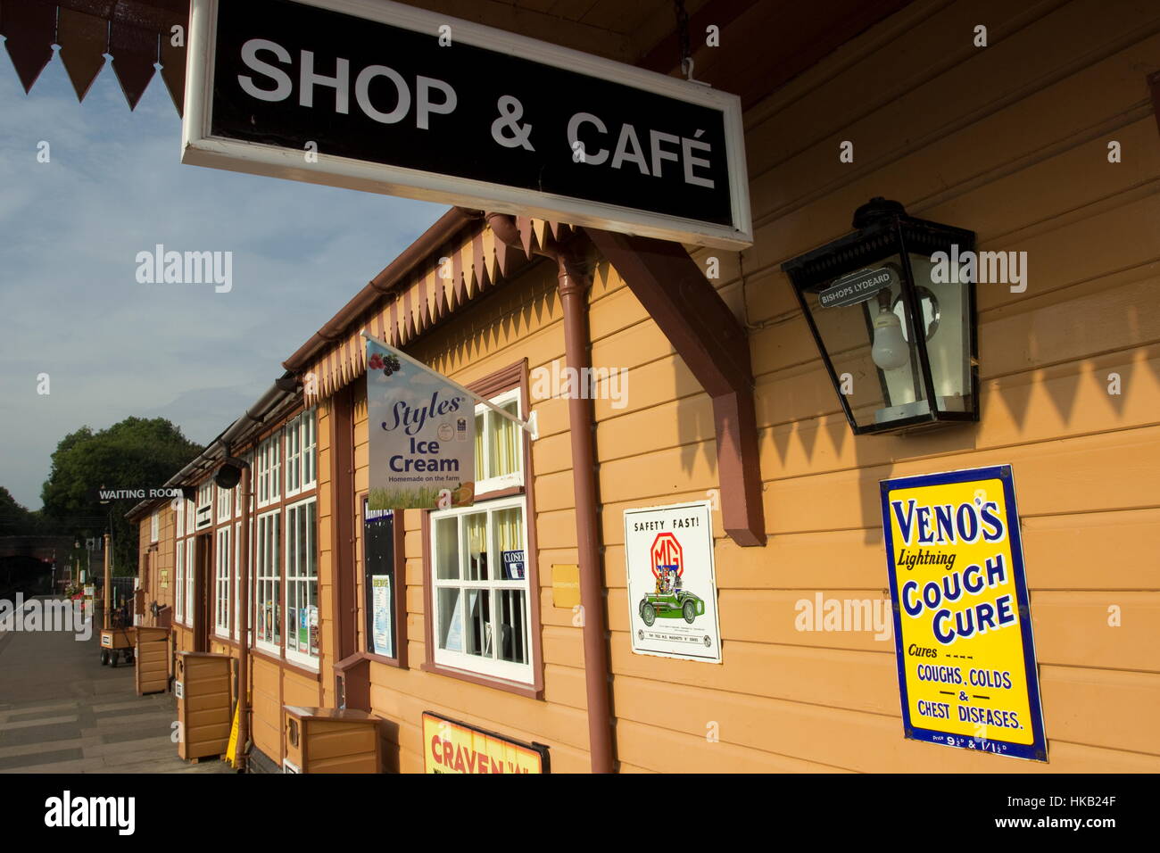 Shop and Cafe at Steam train Station Lydeard Devon Stock Photo