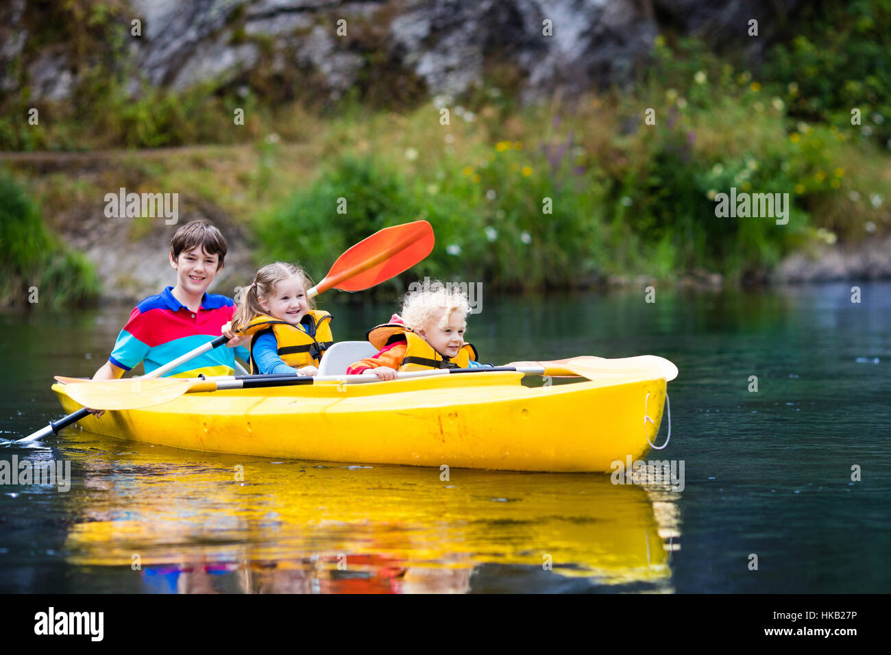 Canoe trip kids hi-res stock photography and images - Alamy