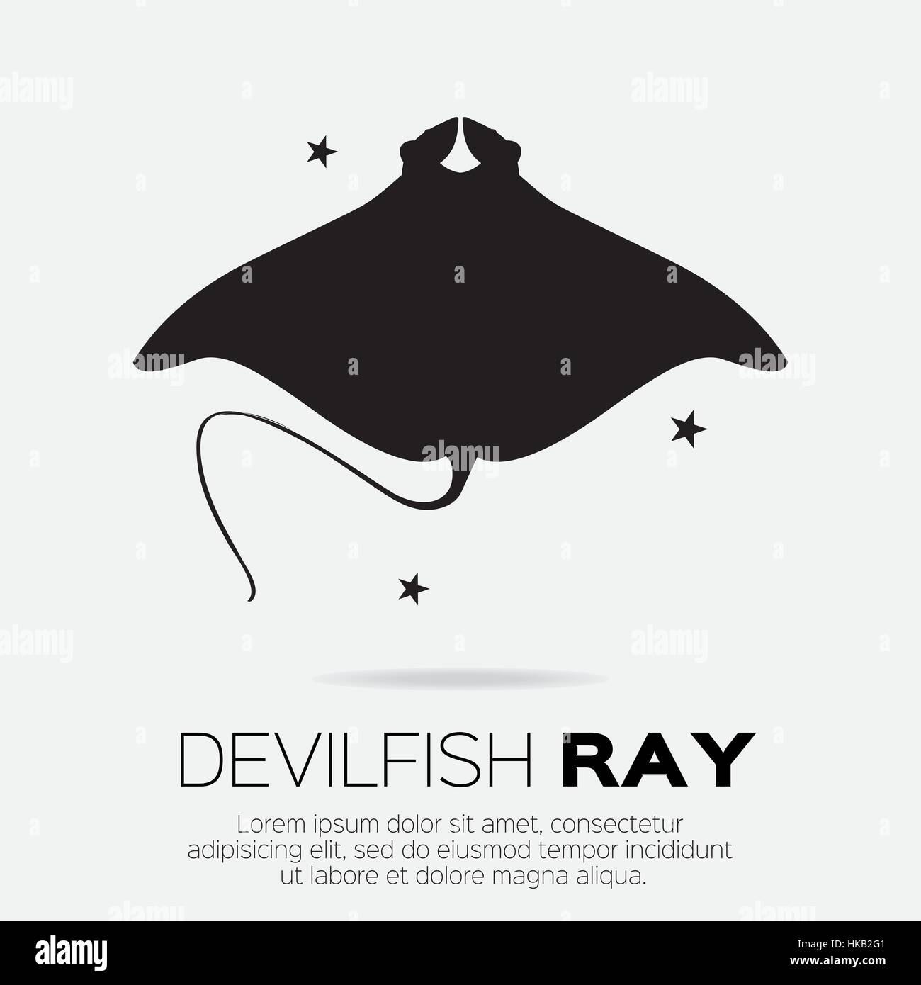 Devil fish ray. Vector silhouette of sea creatures. Stock Vector