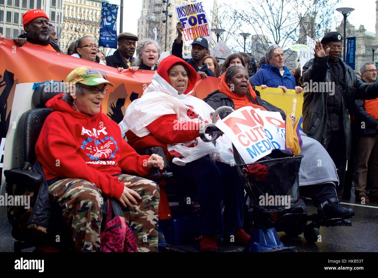 Philadelphia, USA. 26th Jan, 2017.  A group of disabled Medicaid recipients lead thousands in protest against the repeal of the Affordable Care Act and cuts to Medicaid. Credit: Jana Shea/Alamy Live News Stock Photo