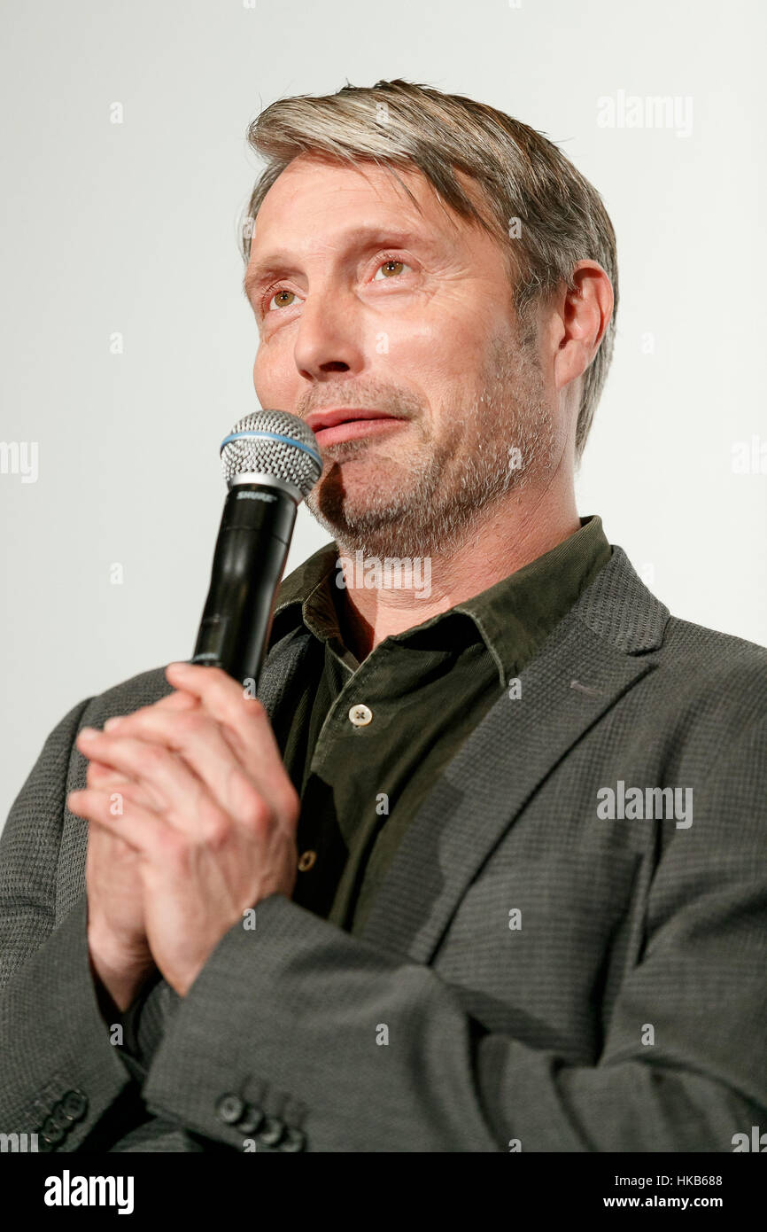Tokyo, Japan. 27th Jan, 2017. Danish actor Mads Mikkelsen speaks during a  press conference for the film 'Doctor Strange' in Tokyo, Japan. Mikkelsen  plays the villain Kaecilius in the Marvel Comics movie