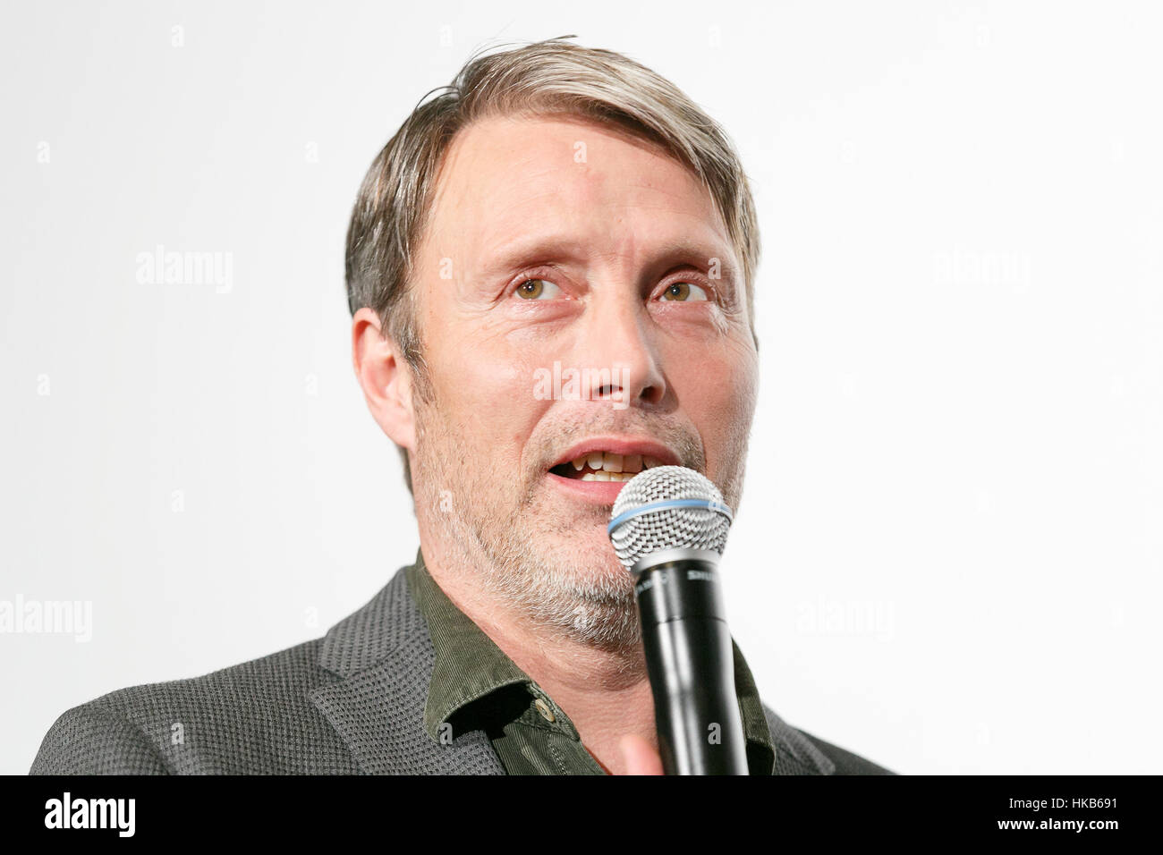 Tokyo, Japan. 27th Jan, 2017. Danish actor Mads Mikkelsen speaks 