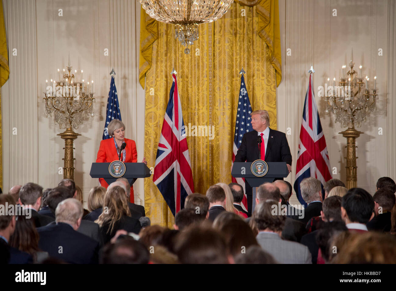 Washington, DC, January 27, 2017, President Donald J. Trump, welcomes Prime Minister of the United Kingdom, Theresa May to the White House. This is May's first official visit to the White House as the UK's Prime Minister. Patsy Lynch/MediaPunch Stock Photo