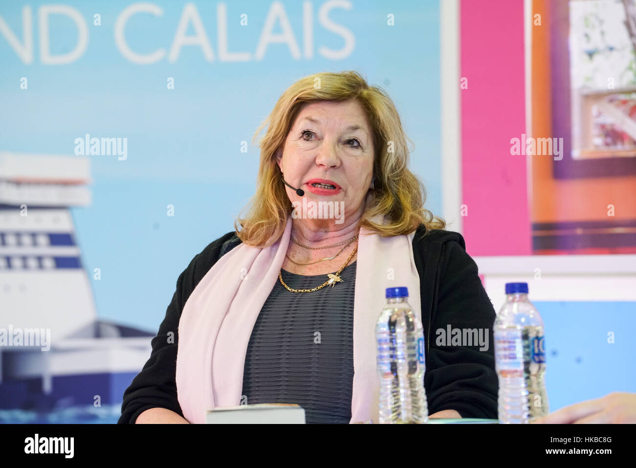 London, UK. 27th January, 2017. Carol Drinkwater talks about her life in France on The Olive Farm at The France Show 2017 at Olympia London chef demonstration. Credit: See Li/Alamy Live News Stock Photo