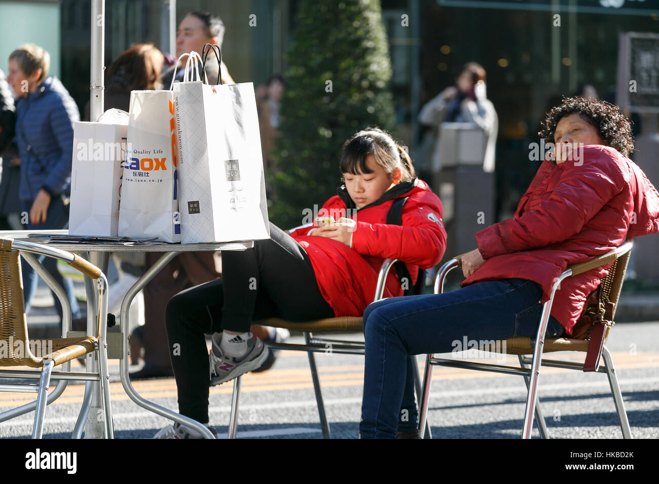 Asian tourists shopping during the Lunar New Year Holiday in the