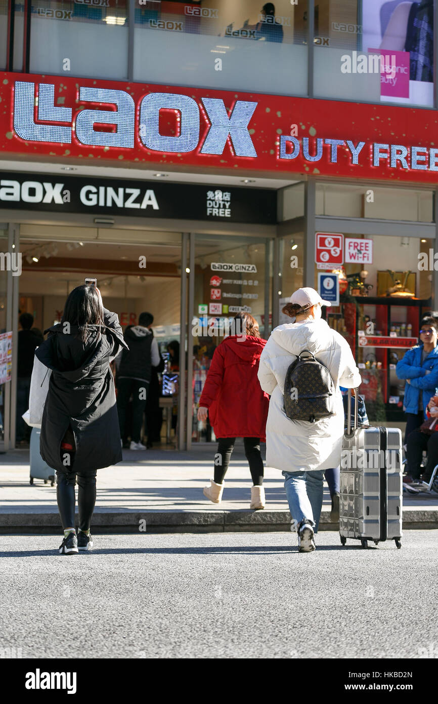 Asian tourists shopping during the Lunar New Year Holiday in the