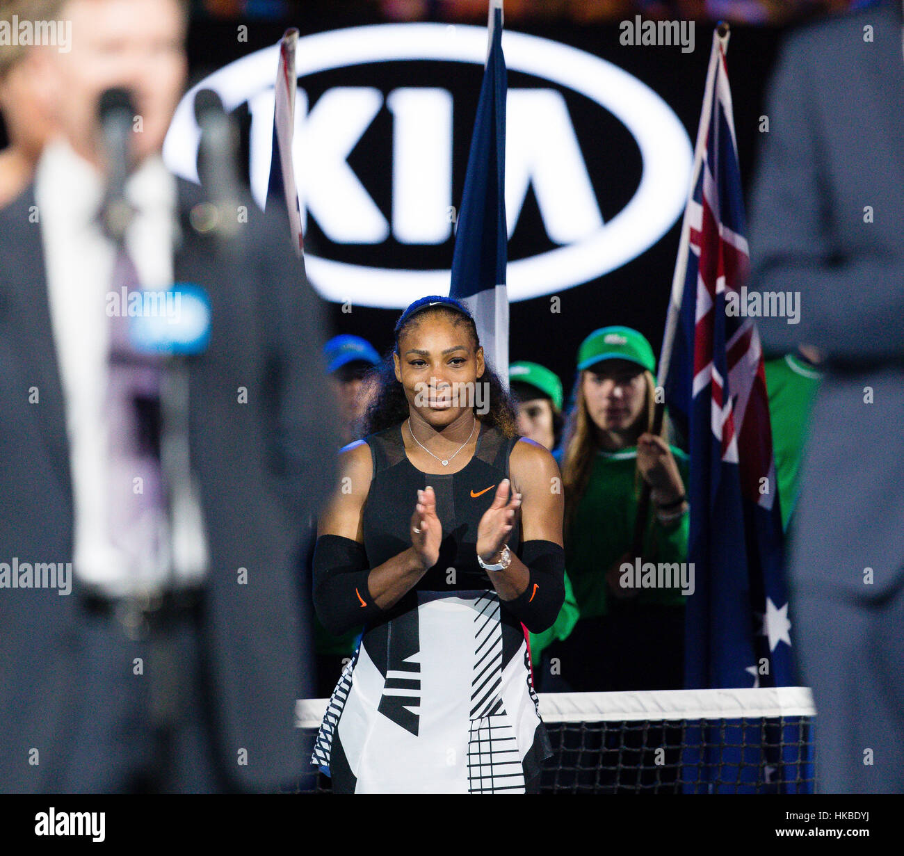 Melbourne, Australia. 28th Jan, 2017. Serena Williams of the USA wins her 23rd Grand Slam Title at the 2017 Australian Open at Melbourne Park in Melbourne, Australia. Credit: Frank Molter/Alamy Live News Stock Photo