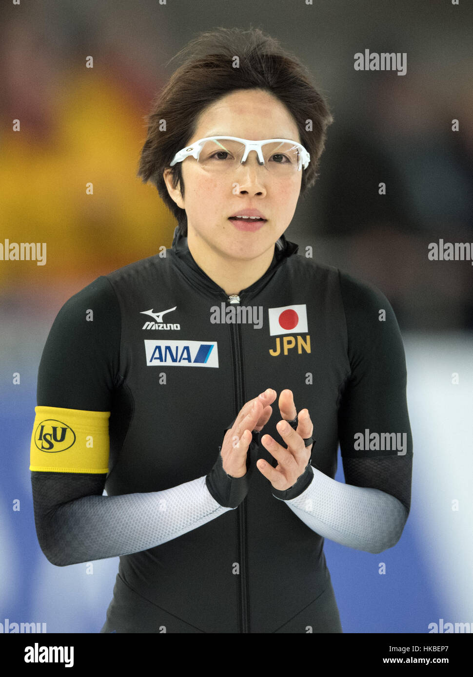 Berlin, Germany. 28th Jan, 2017. Nao Kodaira of Japan wins the women's