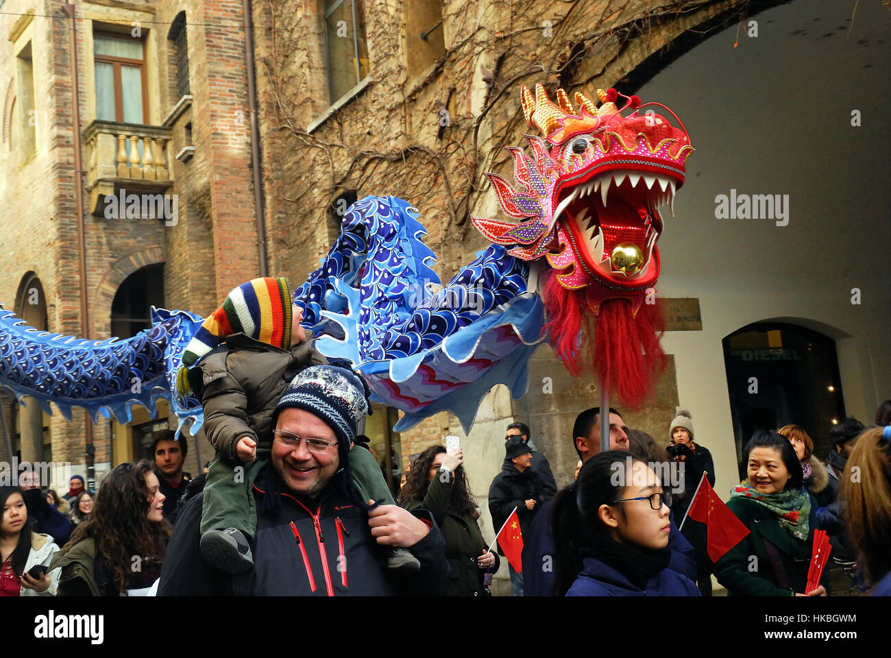 padua italy 28th january 2017 a croud of curious people follow