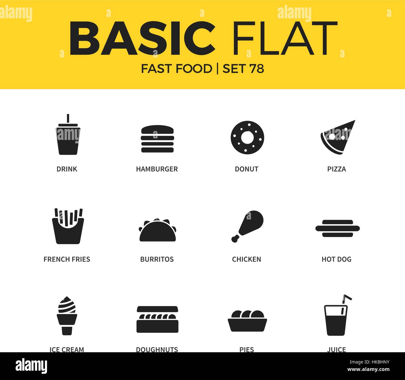 Basic set of fast food icons Stock Vector