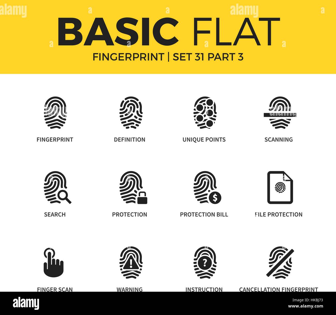 Basic set of Fingerprint icons Stock Vector
