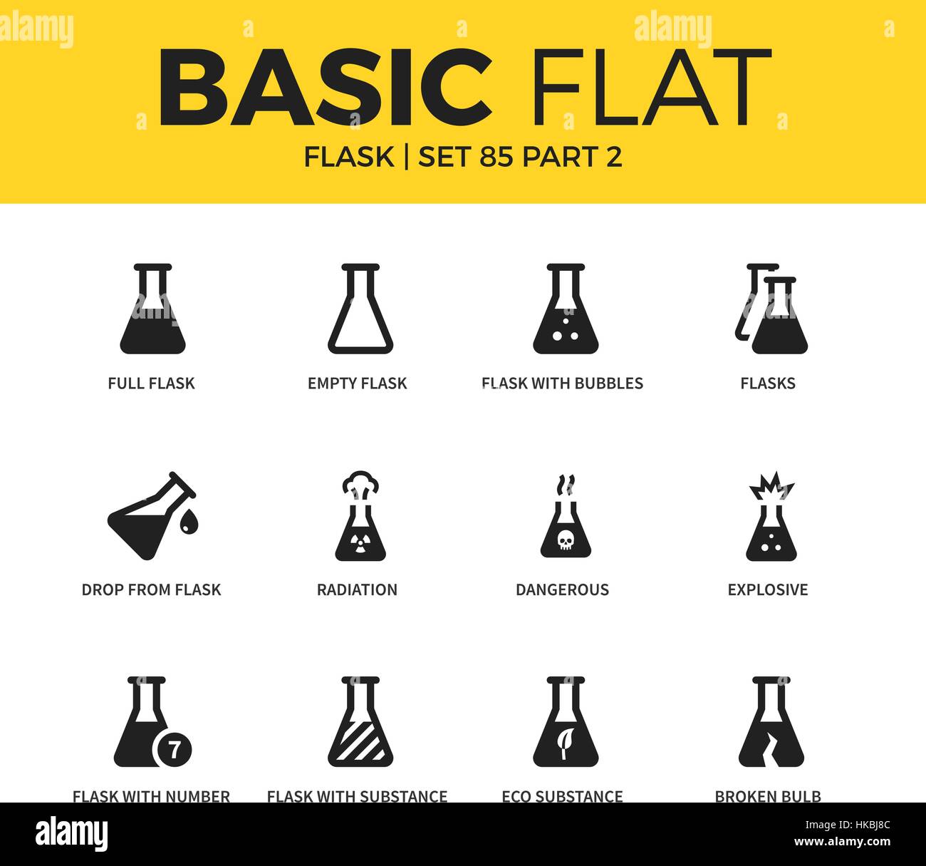 Basic set of flask icons Stock Vector Image & Art - Alamy