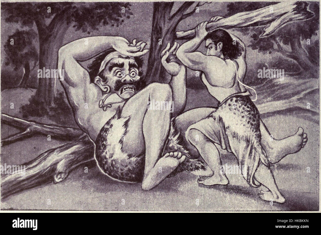 Bhima fighting with Bakasura Stock Photo