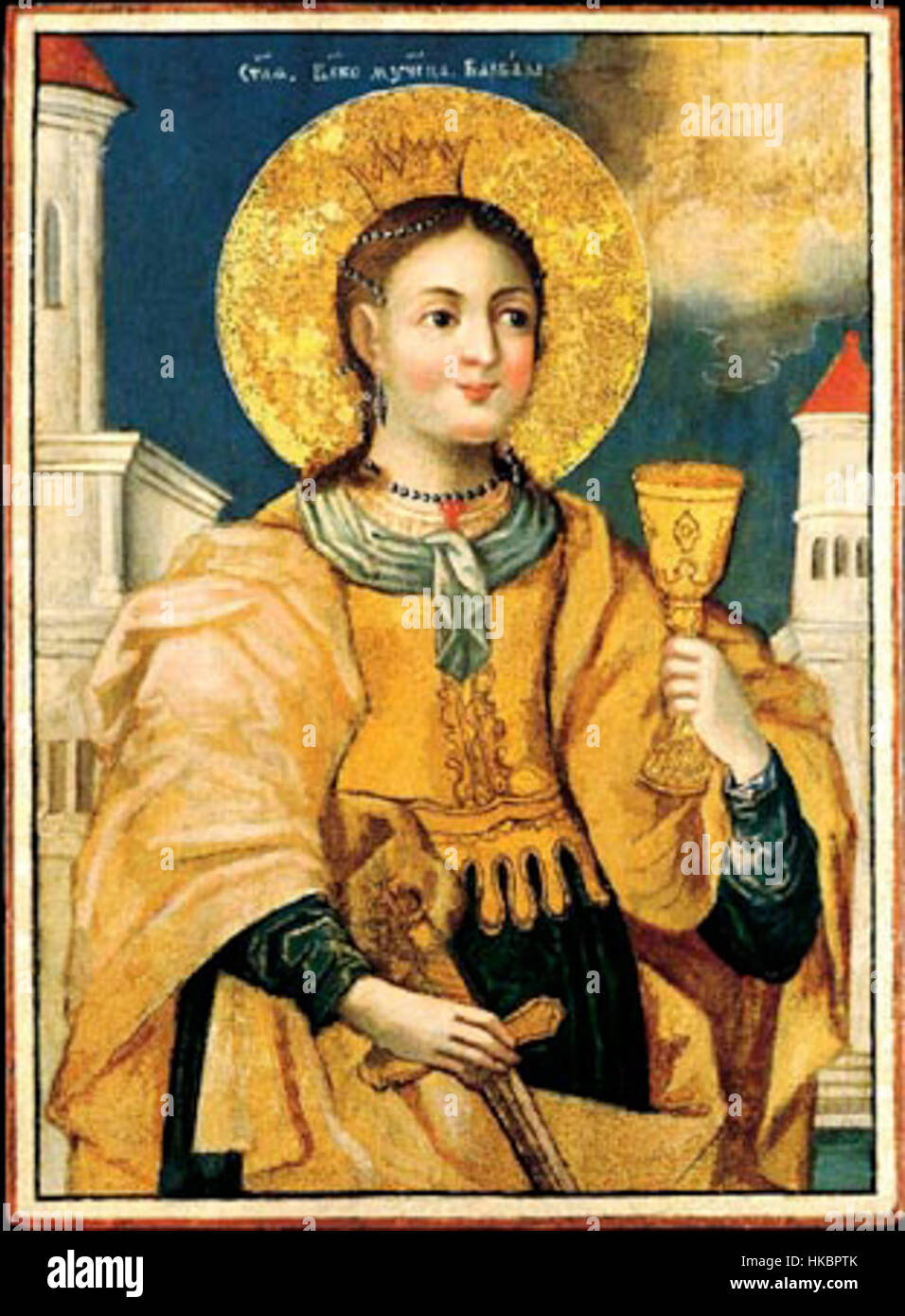 An icon depicting Saint Barbara, a revered Christian martyr. The ...