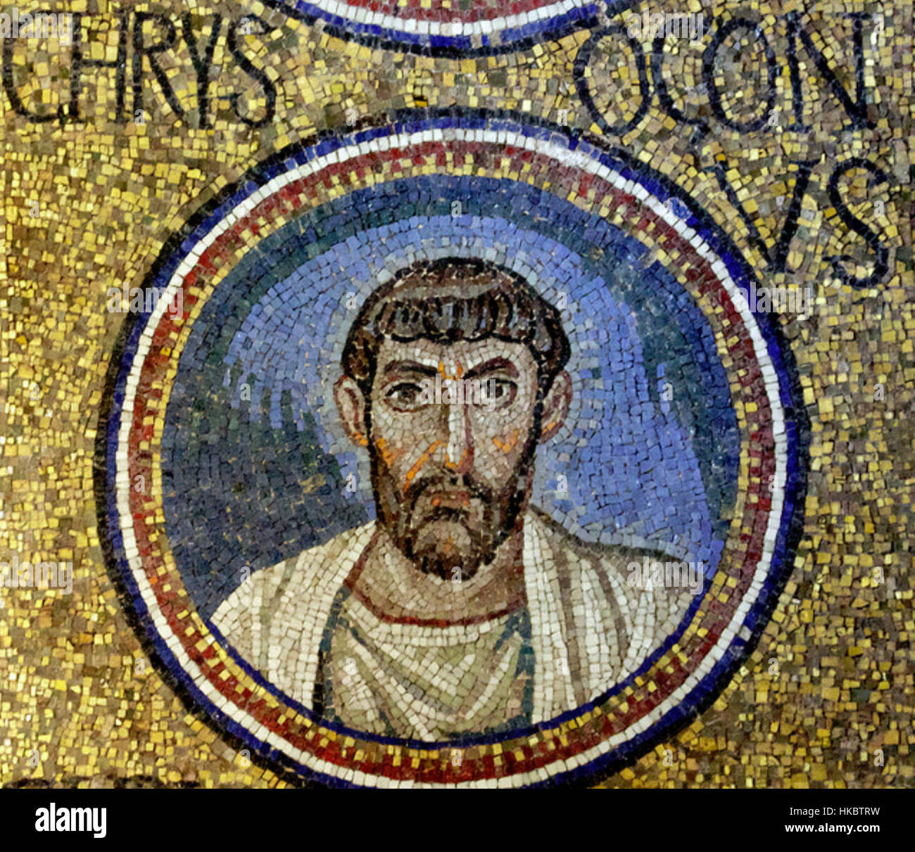A portrait of Chrysogonus, an ancient figure, potentially from Greek or Roman history. The artwork reflects classical art techniques and the figure's historical significance. Stock Photo