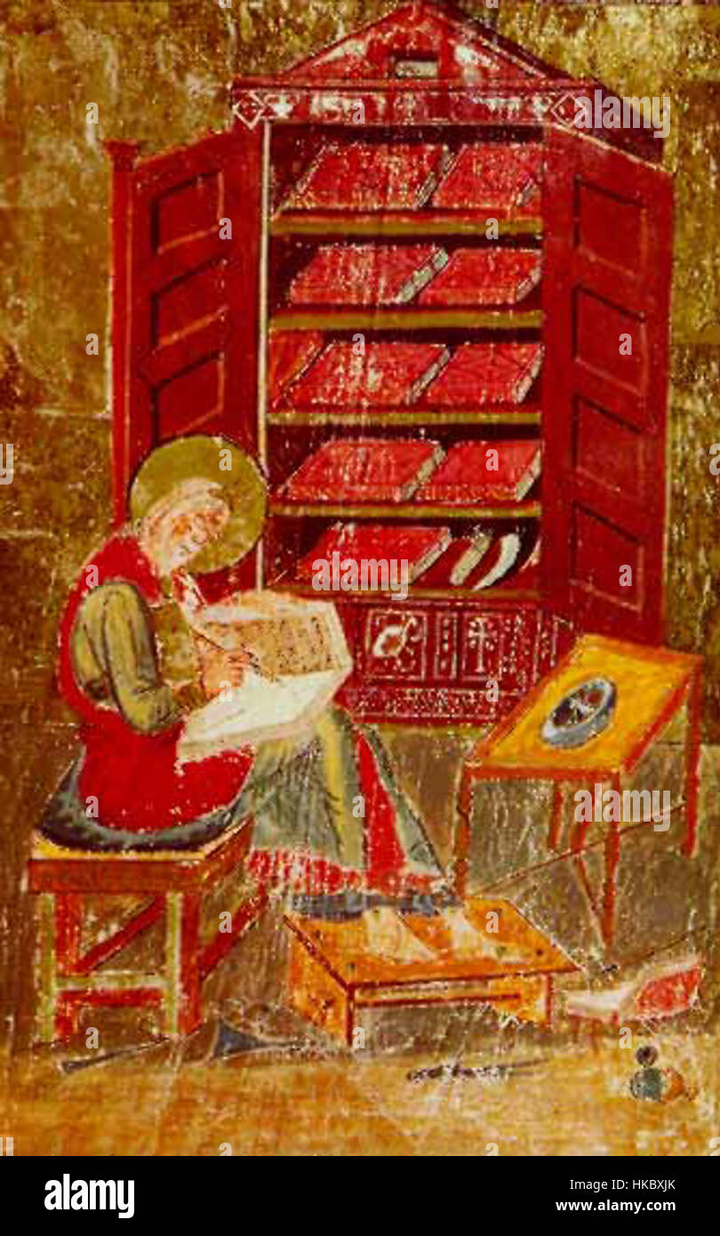 8th century illuminated manuscript hi-res stock photography