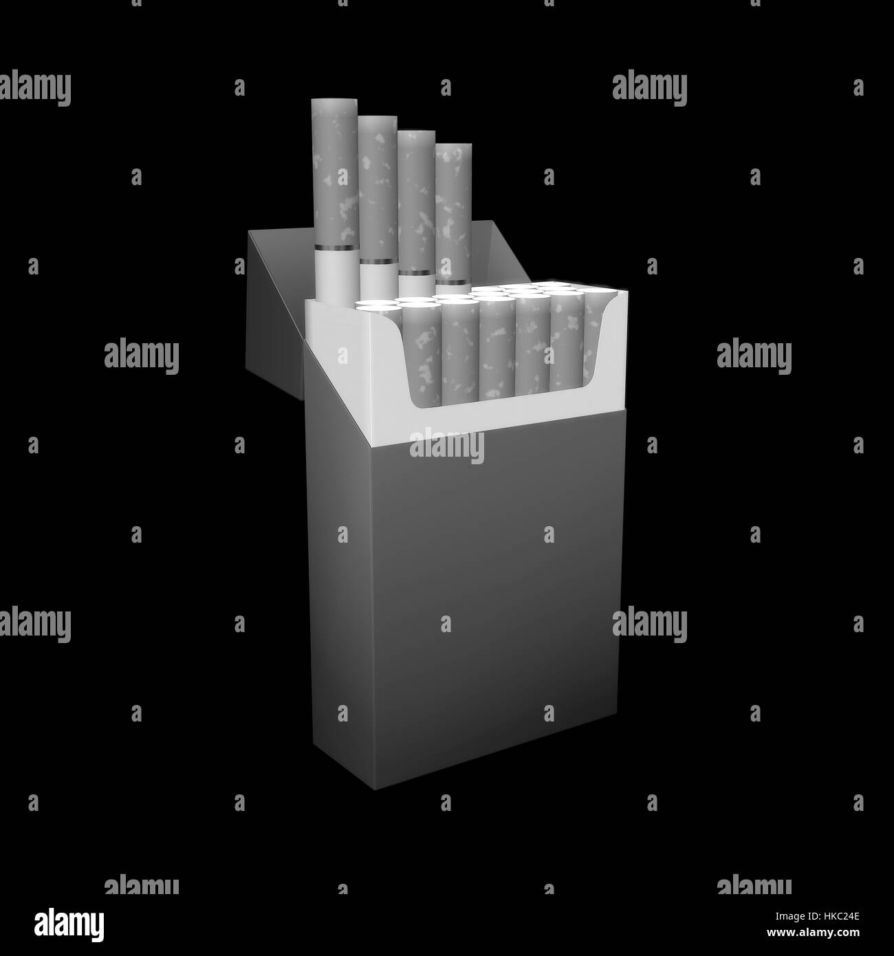 3d illustration of cigarette package on black Stock Photo