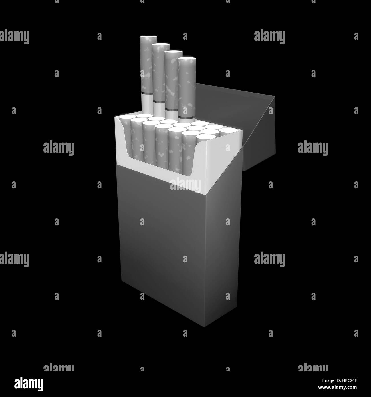 3d illustration of cigarette package on black Stock Photo