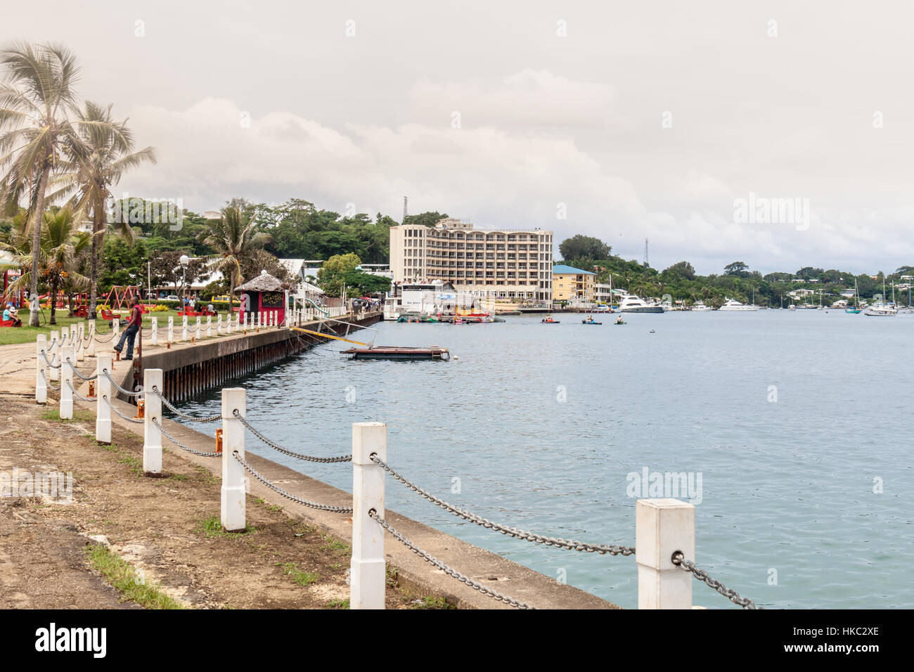 Park at the waterfront in Vila, Vanuatu. Stock Photo