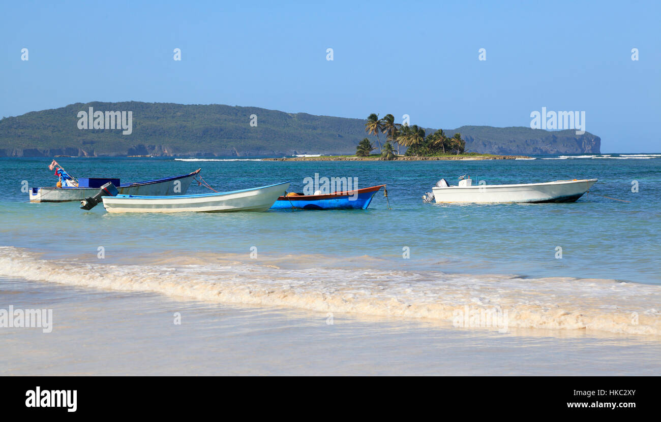 Tropical Beach in Las Galeras, Dominican Republic Stock Photo