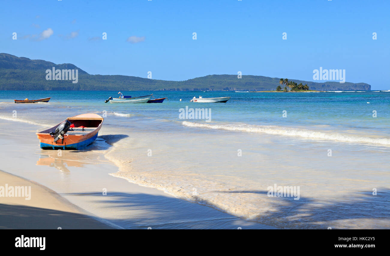 Tropical Beach in Las Galeras, Dominican Republic Stock Photo