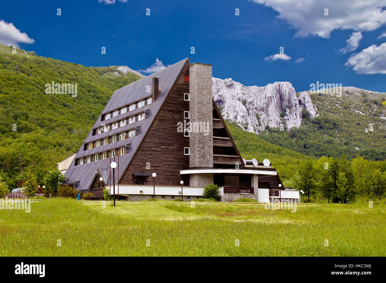 Velebit mountain lodge in Springtime, Lika, Croatia Stock Photo