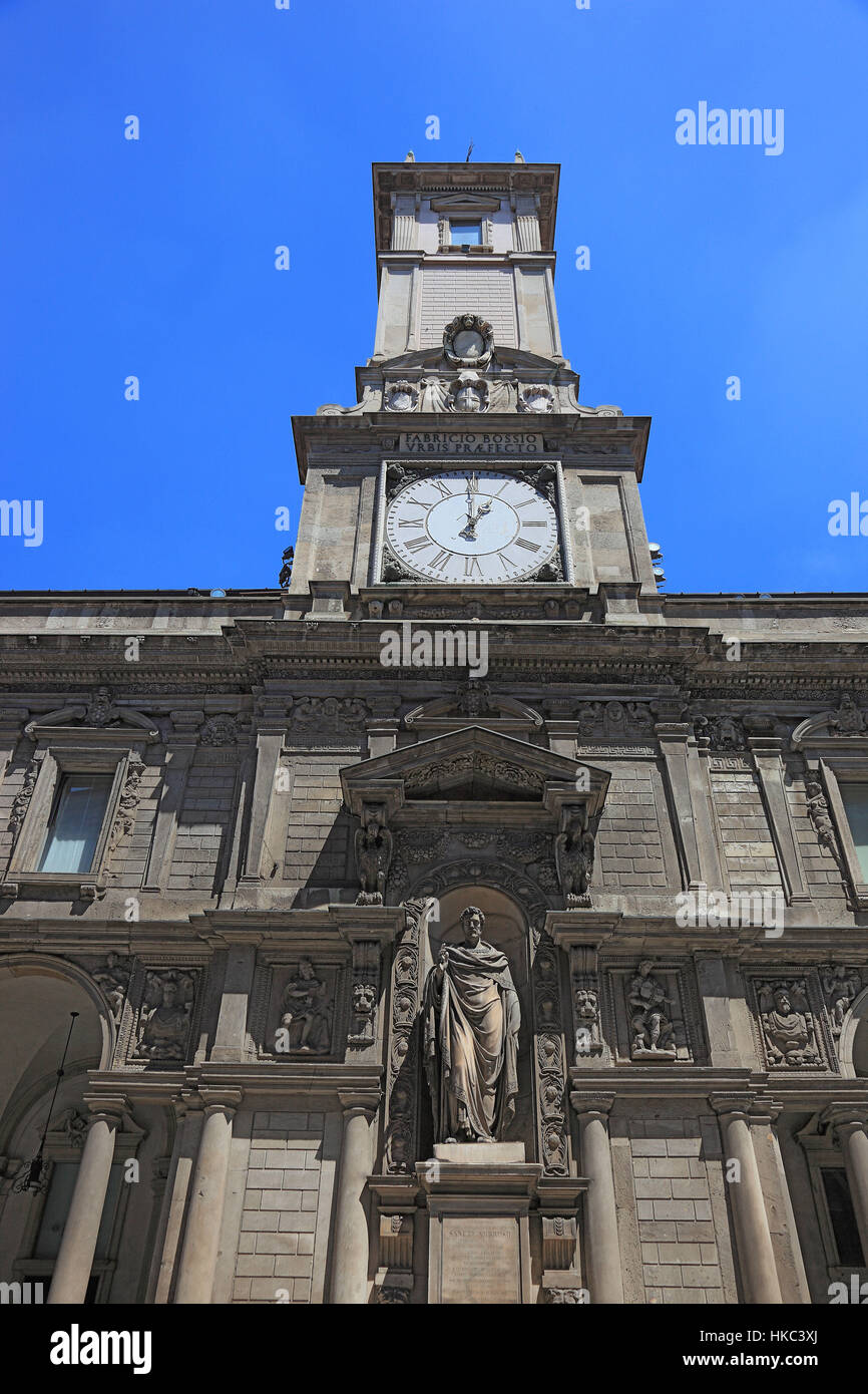 Italy, city of Milan, city center, clock tower of the Giureconsulti Palace, since 1911 Chamber of Commerce, Camera di Comercio, historical house at th Stock Photo