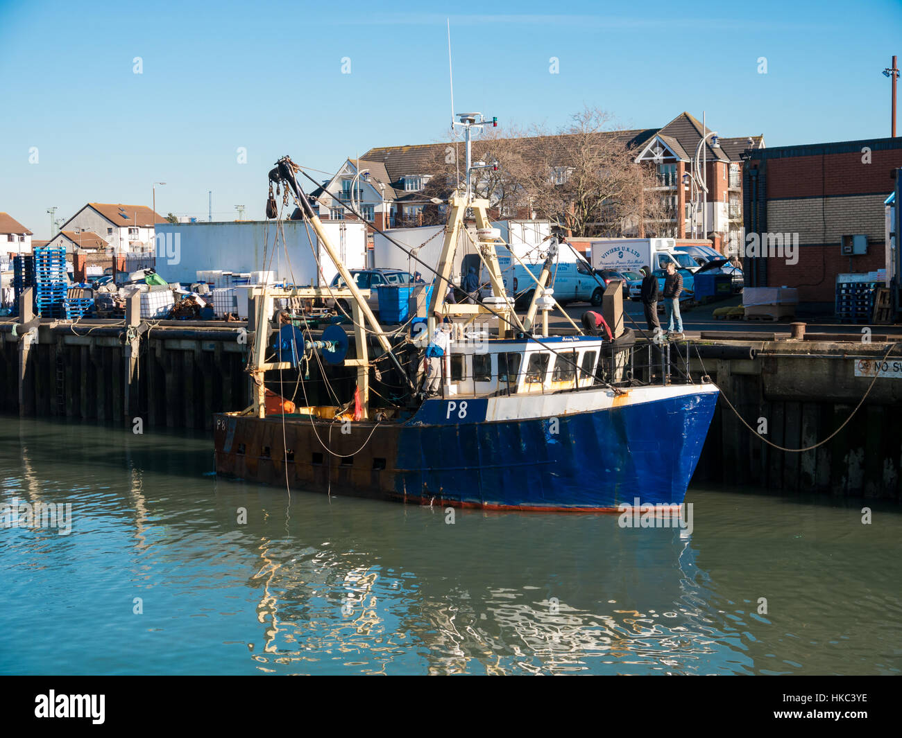 A fishing boat berthed in Camber quay, Portsmouth, England Stock Photo