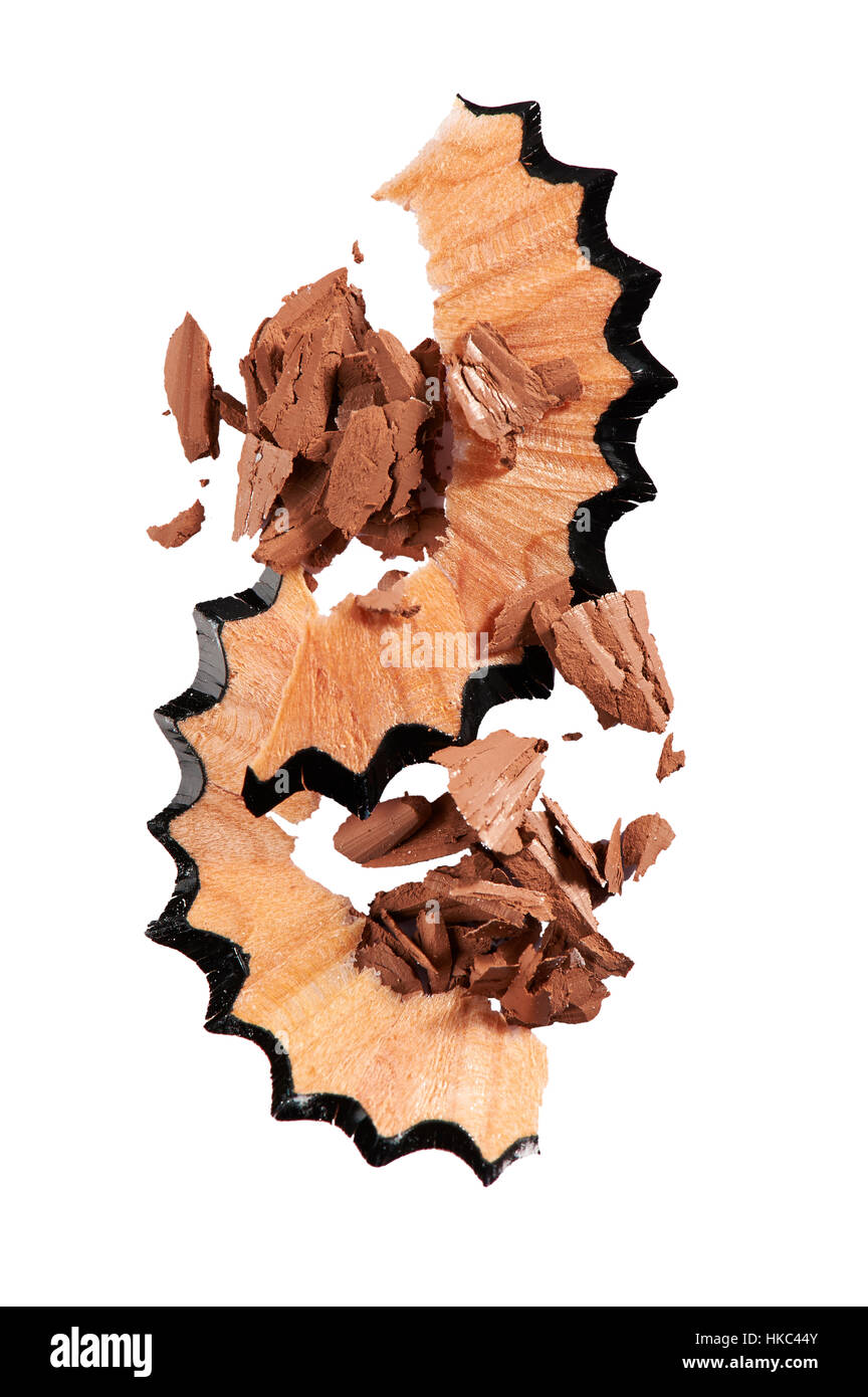 A cut out beauty image of shavings of tan, brown or flesh-coloured make up pencil Stock Photo