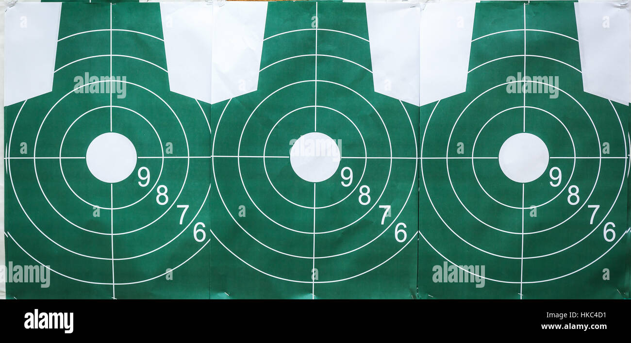 The targets. Close up of green targets for shooting with guns Stock