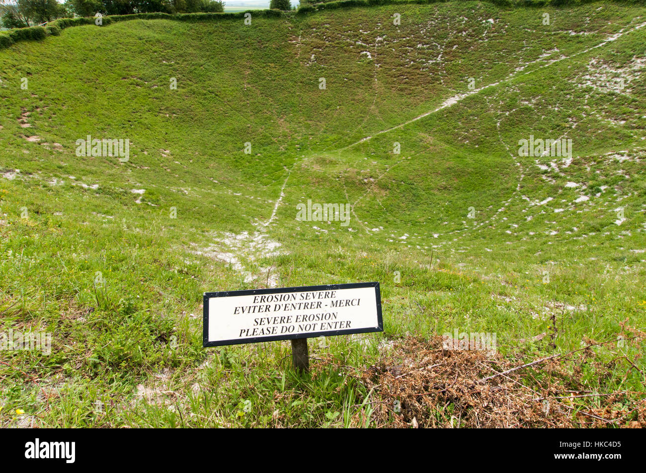 The Lochnagar mine crater memorial, La Boisselle, Somme Battlefields, France Stock Photo Alamy