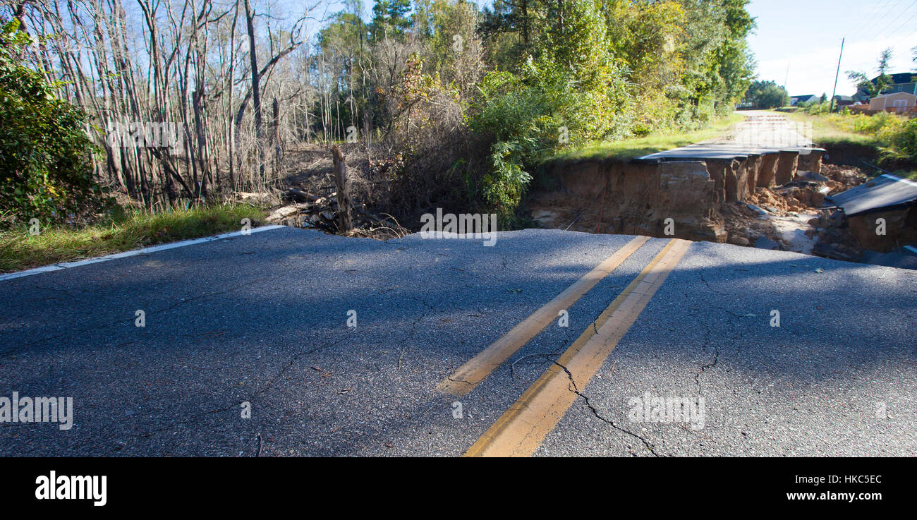 Roadway that has disappeared near Fayetteville North Carolina after