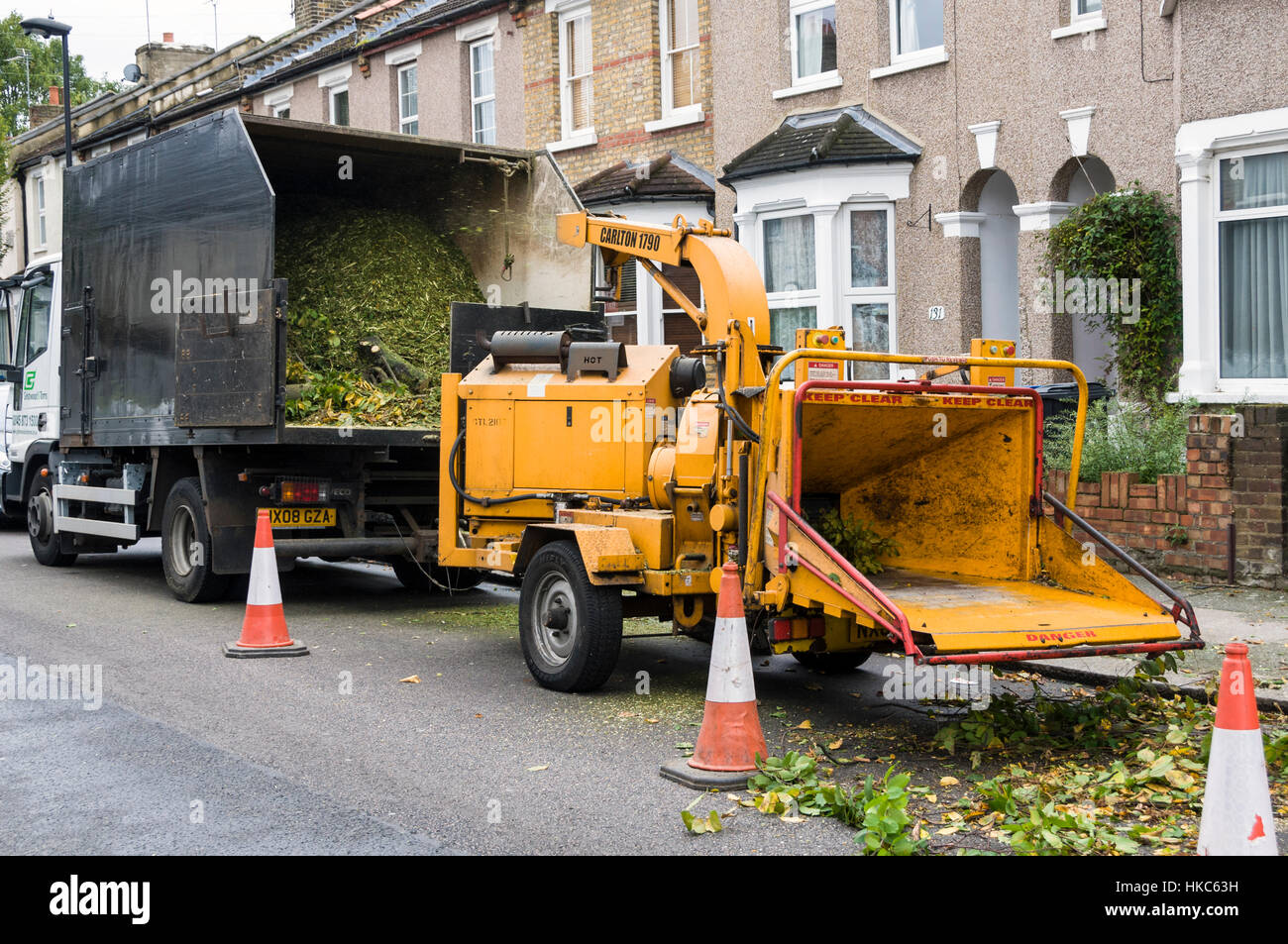 Unmanned tree branch shredder Stock Photo Alamy
