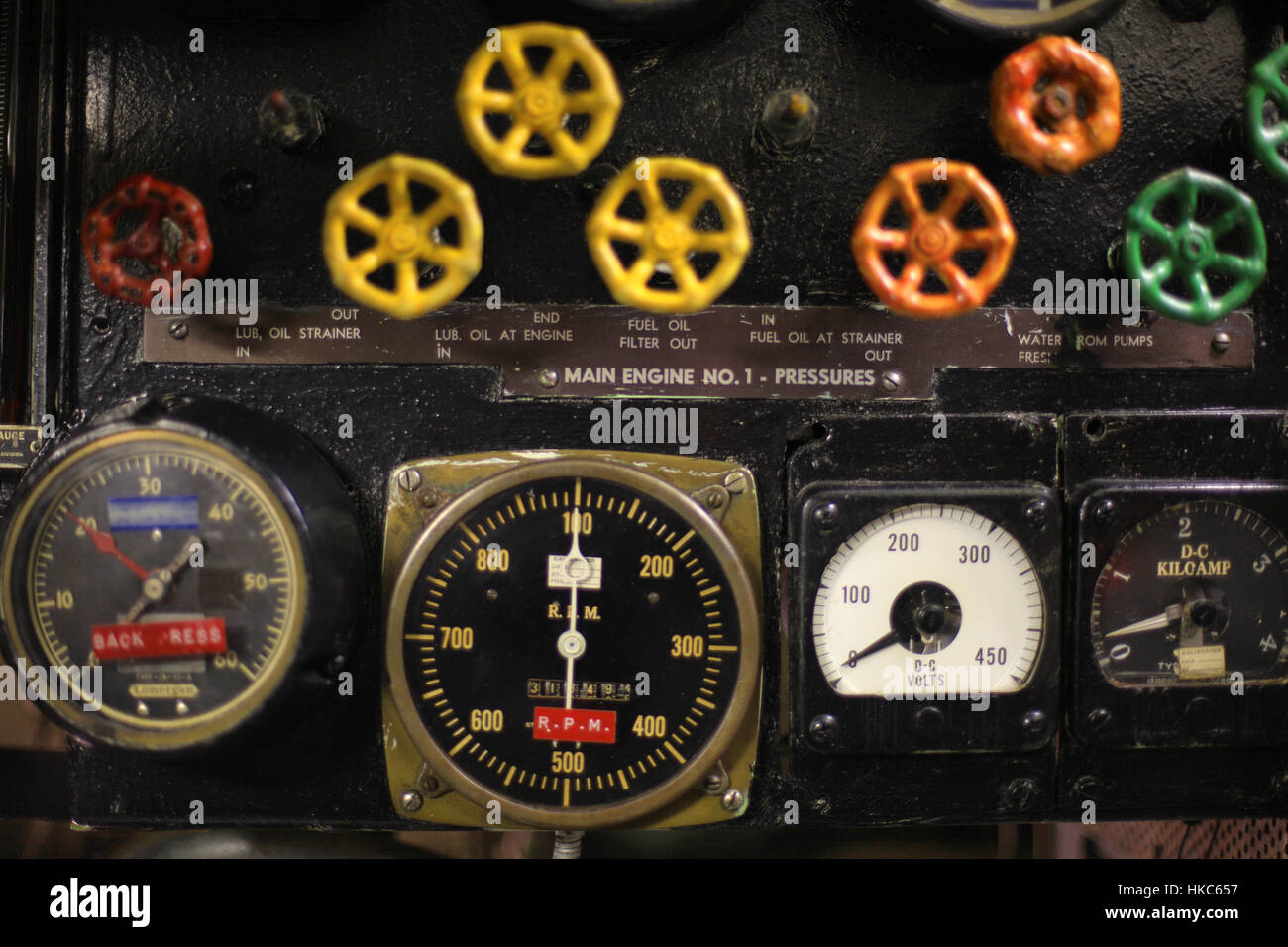 Vintage World War Ii Submarine Control Room Stock Photo