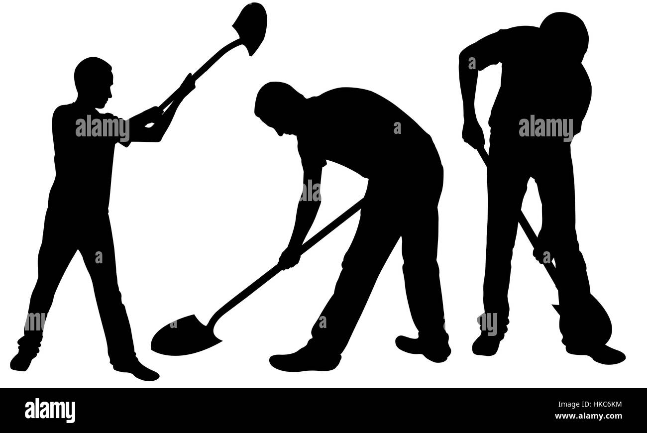 Set of people with shovels isolated Stock Photo Alamy