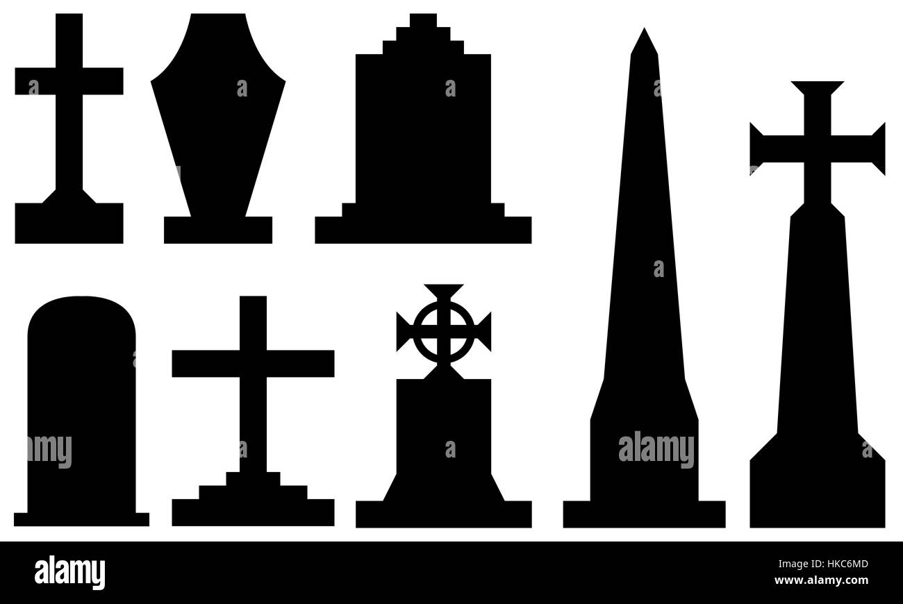 Set of different tombstones isolated Stock Photo Alamy