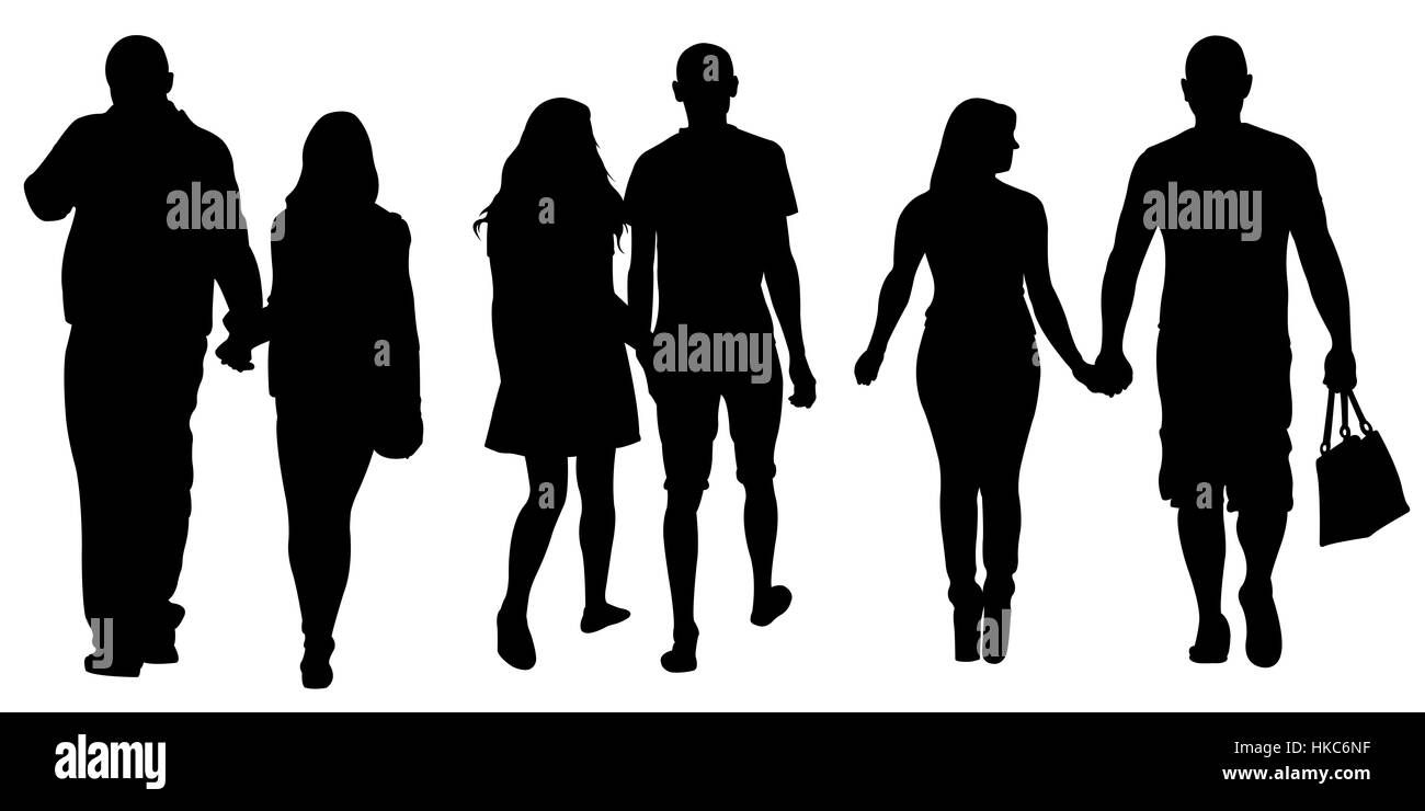 set of people holding hands isolated Stock Photo