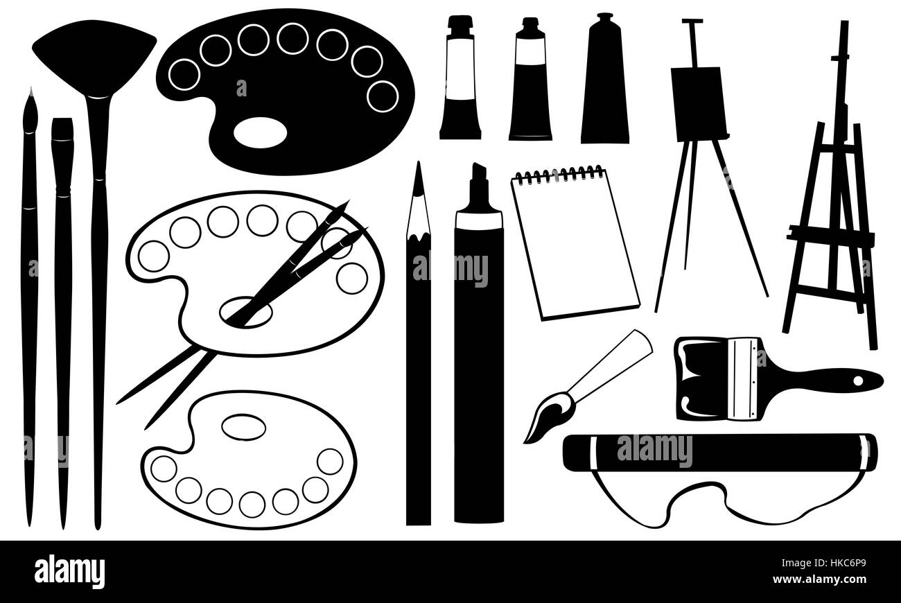 Set of different drawing tools isolated Stock Photo Alamy